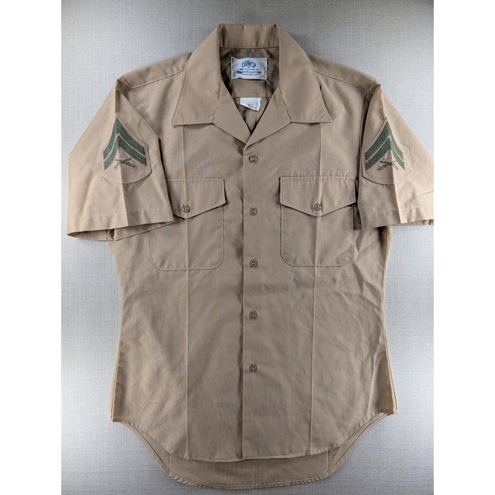 USMC Military Issue Khaki Short Sleeve Shirt DSCP Valor Collection 15.5 Corporal